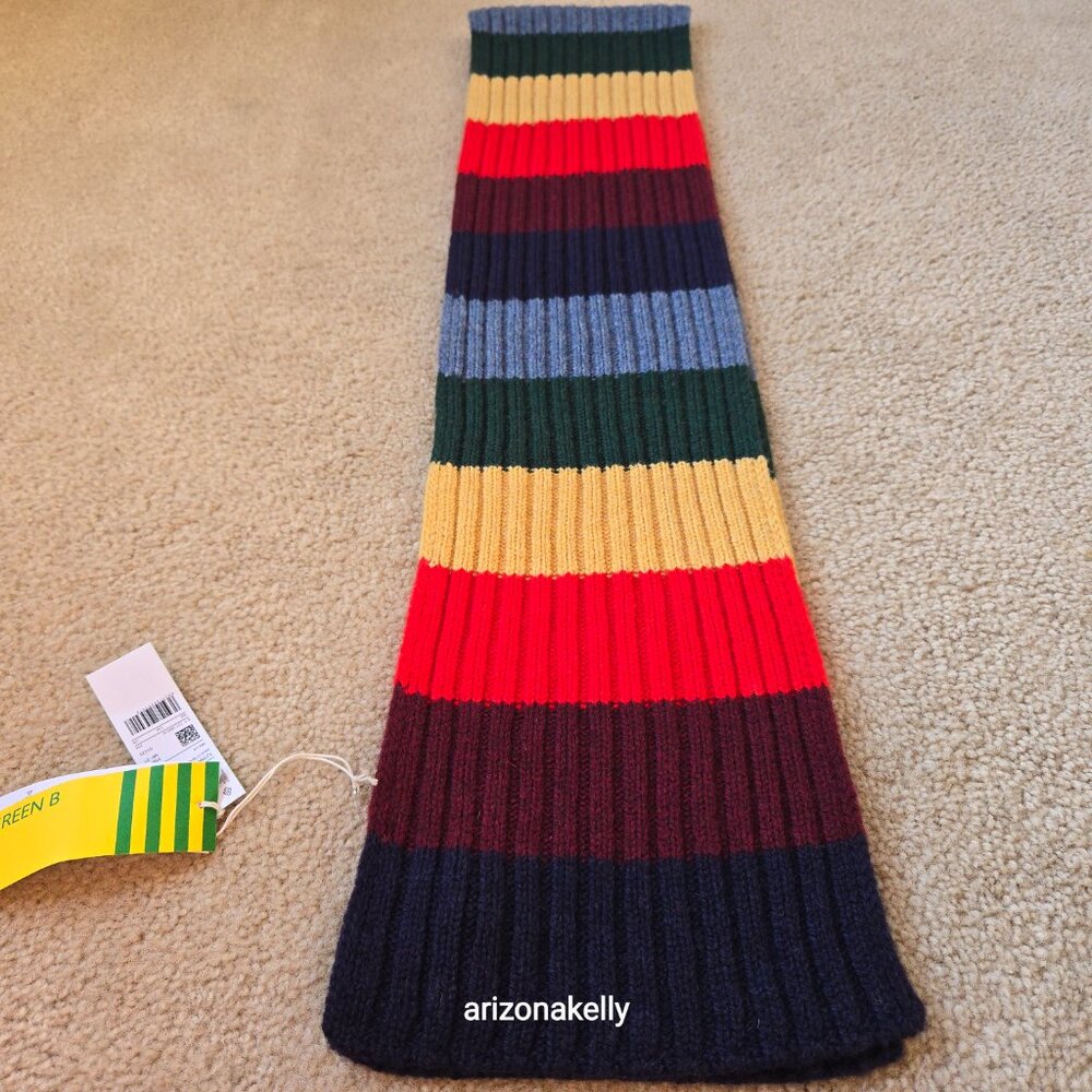 NWT Benetton Wool Stripe Colorblock Scarf Colorful - Picture 4 of 11